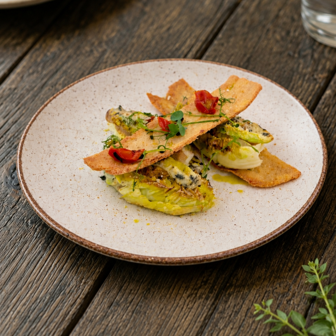 Grilled baby gem keg salad