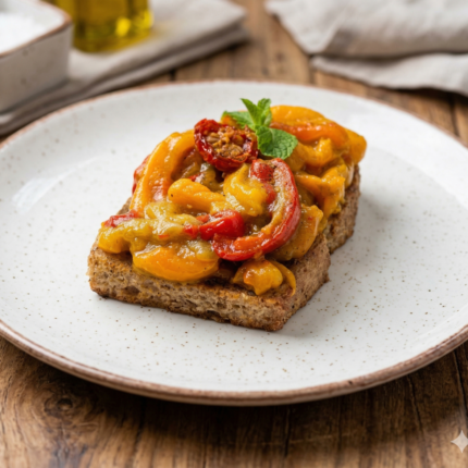 Fire roasted pepper bruschetta